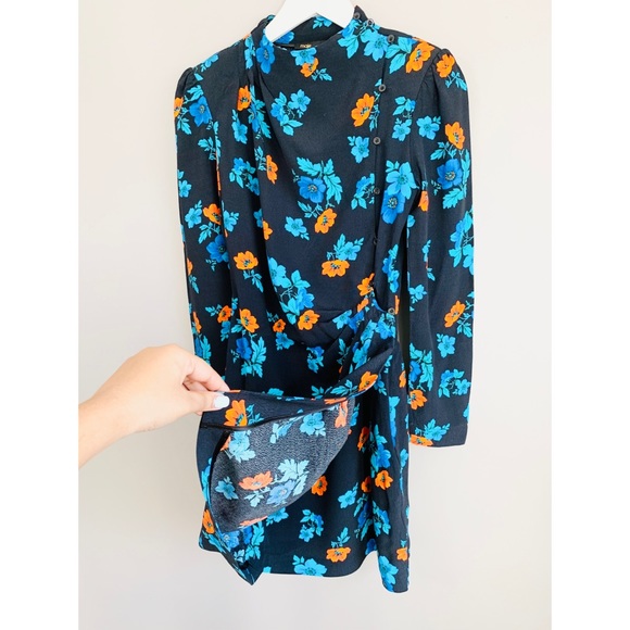 RARE MAJE Ripita Ruched Floral Long Sleeve Dress - Picture 9 of 16